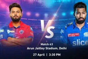 आईपीएल 2024 के 43वें मैच में आज दिल्ली कैपिटल्स और मुंबई इंडियंस होगी आमने- सामने 