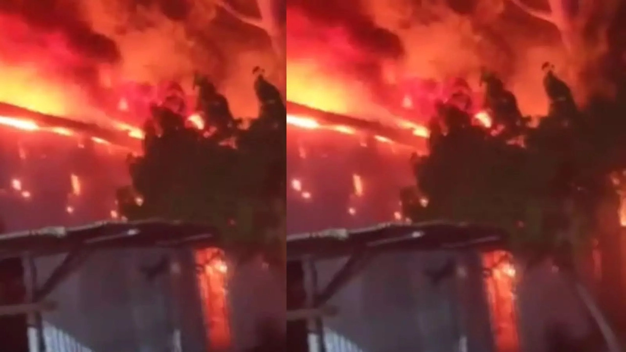 A massive fire broke out in a cooler factory in Sahibabad, Ghaziabad; fire department's rescue operation continues