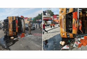 हरिद्वार में बड़ा हादसा- श्रद्धालुओं से भरी बस सड़क पर पलटी, एक महिला की मौत